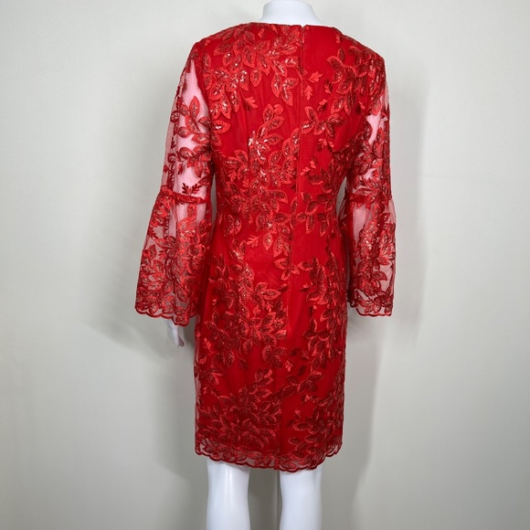 Emma Street Red Embroidered, Sequined, Bell sleeved, V-neck Midi dress, S, NWOT - Picture 7 of 16